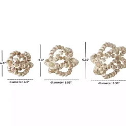 White Beaded Boho Wooden Orbs, Set of 3