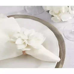 White Blossom Napkin Rings, Set of 4