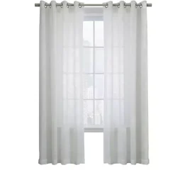 White Boucle Sheer Single Curtain Panel, 84 in.