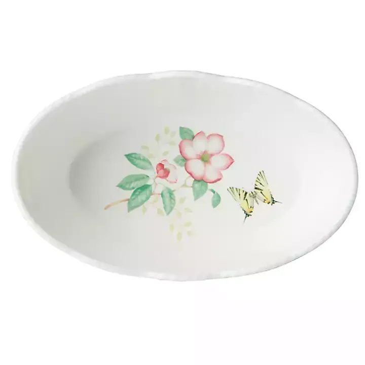 White Butterfly Meadow Porcelain Bread Basket