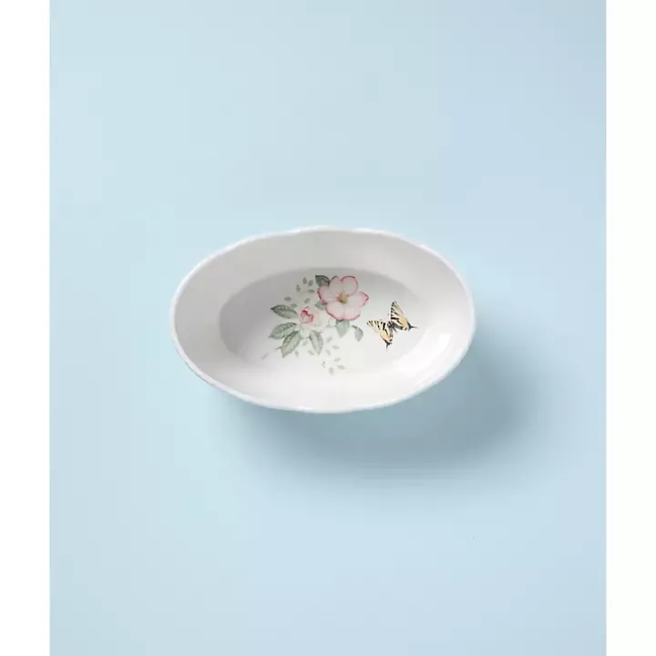 White Butterfly Meadow Porcelain Bread Basket