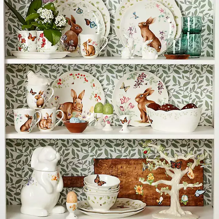 White Butterfly Meadow Porcelain Bread Basket