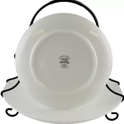 White Ceramic 2 Tiered Serving Set with Metal Rack
