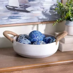 White Ceramic Bowl with Rope Handles