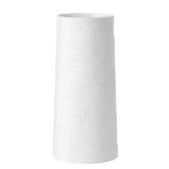 White Ceramic Flower Names Embossed Vase, 6 in.