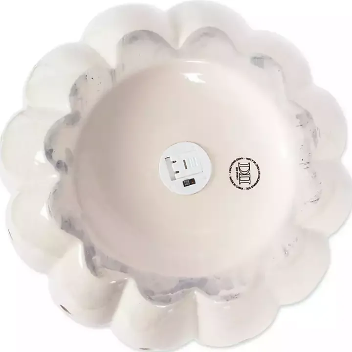 White Ceramic Leaf Pre-Lit Pumpkin Lantern