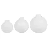 White Ceramic Round Textured Mini Vases, Set of 3