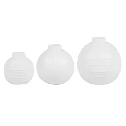 White Ceramic Round Textured Mini Vases, Set of 3