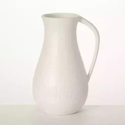 White Chiffon Stone Pitcher Vase