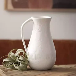 White Chiffon Stone Pitcher Vase