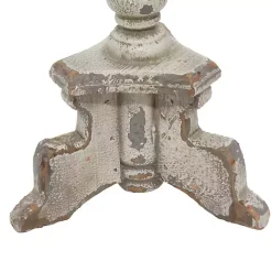 White Chipped Wood Pillar Candle Holders, Set of 2