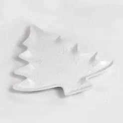 White Christmas Tree & Snowflakes Serving Platter