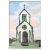 White Church Painterly Canvas Wall Art