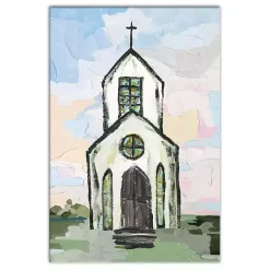White Church Painterly Canvas Wall Art