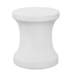 White Clay Hourglass Accent Table
