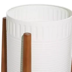 White Corrugated Iron and Wood Planters, Set of 2