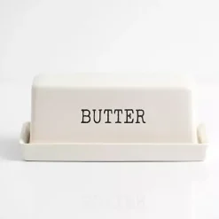 White Debossed Butter Dish