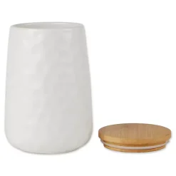 White Dimpled Bamboo Canisters, Set of 2