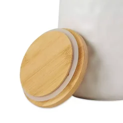 White Dimpled Bamboo Canisters, Set of 2