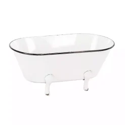 White Enamel Metal Tub Planter