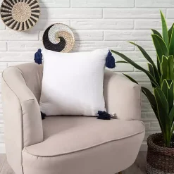White Gauze Organic Tassel Throw Pillow