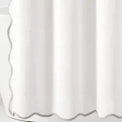 White Gray Scalloped Coastal Shower Curtain