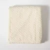 White Heavenly Herringbone Plush Throw