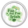 White Kiss Me I'm Irish Round Framed Art Print