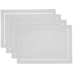 White Laser-Cut Hemstitch Placemats, Set of 4