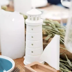 White Lighthouse Tealight Candle Holder, 6 in.