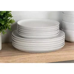 White Linear Salad Plates, Set of 6