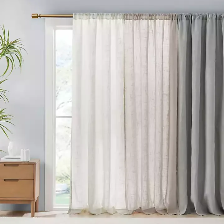 White Linen Blend Curtain Panel Set, 84 in.