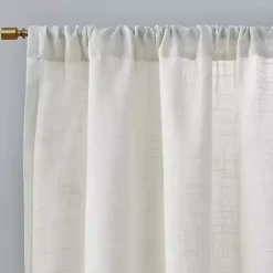 White Linen Blend Curtain Panel Set, 84 in.