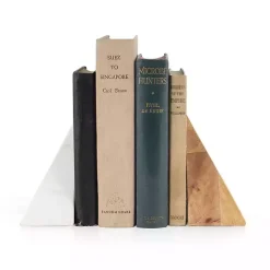White Marble & Mango Wood Bookends
