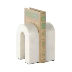 White Marble Arched Bookends, Set of 2