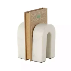 White Marble Arched Bookends, Set of 2