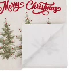 White Merry Christmas Trees Table Runner