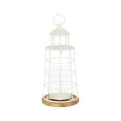 White Metal Lighthouse Lantern, 15 in.