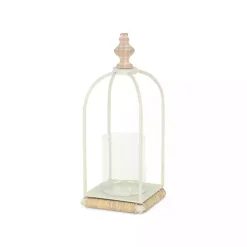 White Metal Rope Wrapped Lantern