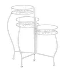 White Metal Starburst 3-Tier Plant Stand