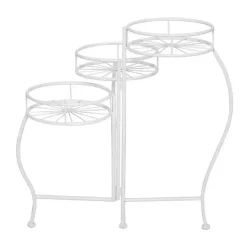 White Metal Starburst 3-Tier Plant Stand