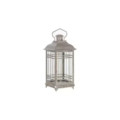 White Metal Windowpane Lanterns, Set of 3