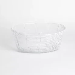 White Metal Wire Basket with Handle