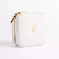 White Monogram R Travel Jewelry Box