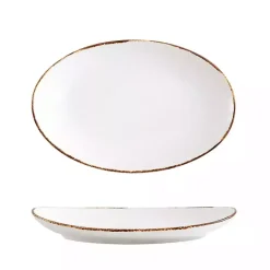 White Oval Ceramic Rimmed Serving Platter