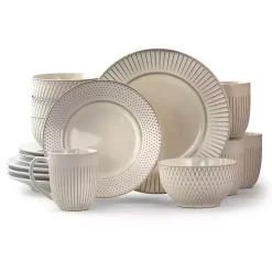White 16-pc. Embossed Stoneware Dinnerware Set
