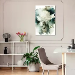 White Peony Abstract Canvas Art Print