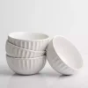 White Petals Ceramic Cereal Bowls, Set of 4