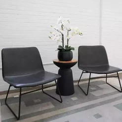 White Real Touch Orchid Arrangement in Black Pot