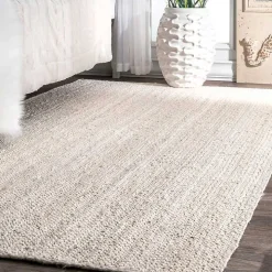 White Reno Woven Area Rug, 3x5